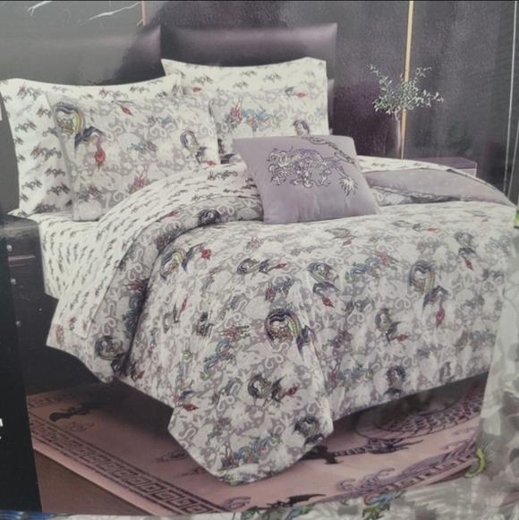 Ed Hardy KING 8 Piece Dragon Comforter Bedding Set